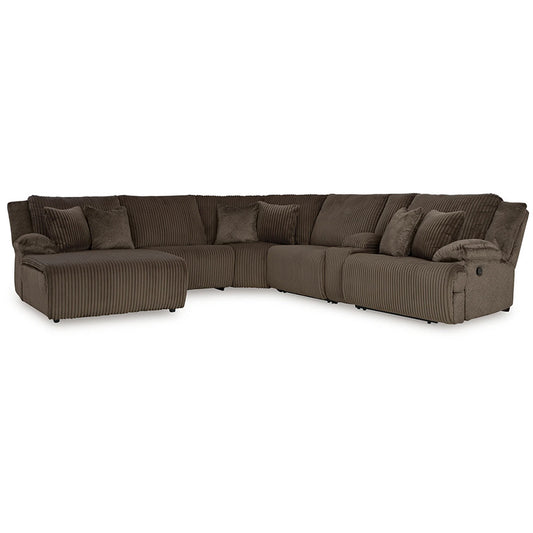 Top Tier - Chocolate - 6-Piece Reclining Sectional With Laf Press Back Chaise