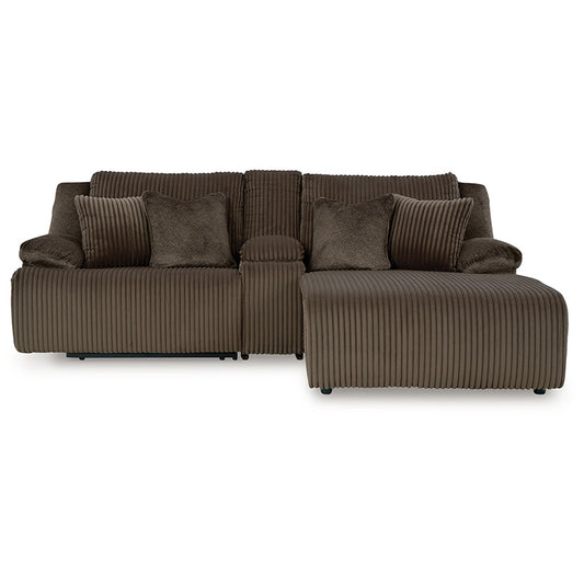 Top Tier - Chocolate - 3-Piece Reclining Sectional Sofa With Raf Press Back Chaise