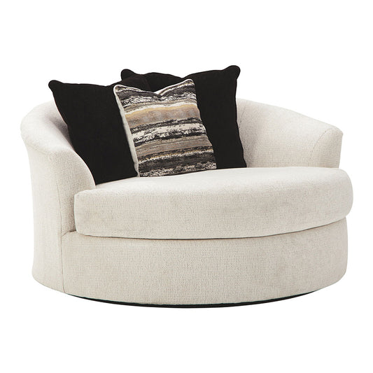 Cambri - Snow - Oversized Round Swivel Chair