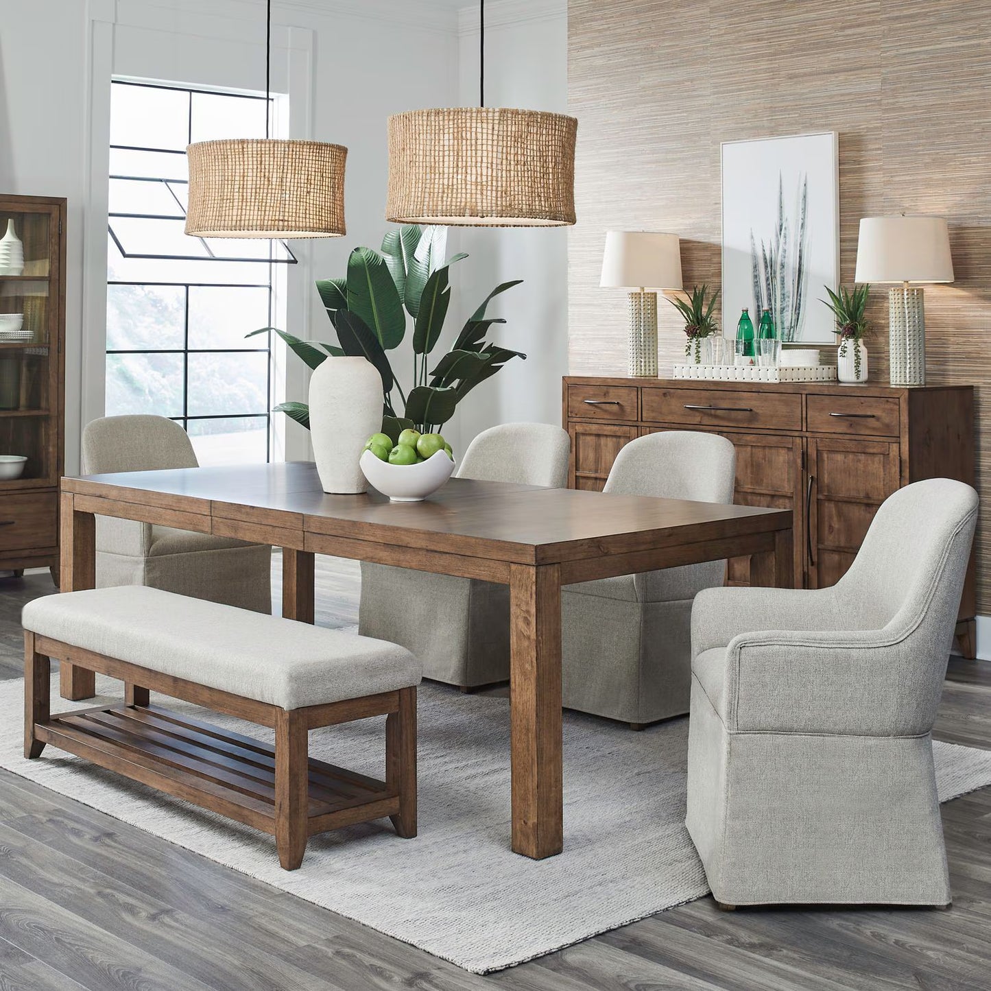 Shaker Lakes - 6 Piece Rectangular Table Set - Harvest Brown