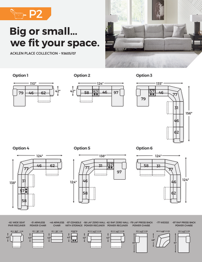 Acklen Place - 7-Piece Power Sectional Reclining Sofa With Storage Console - Pewter