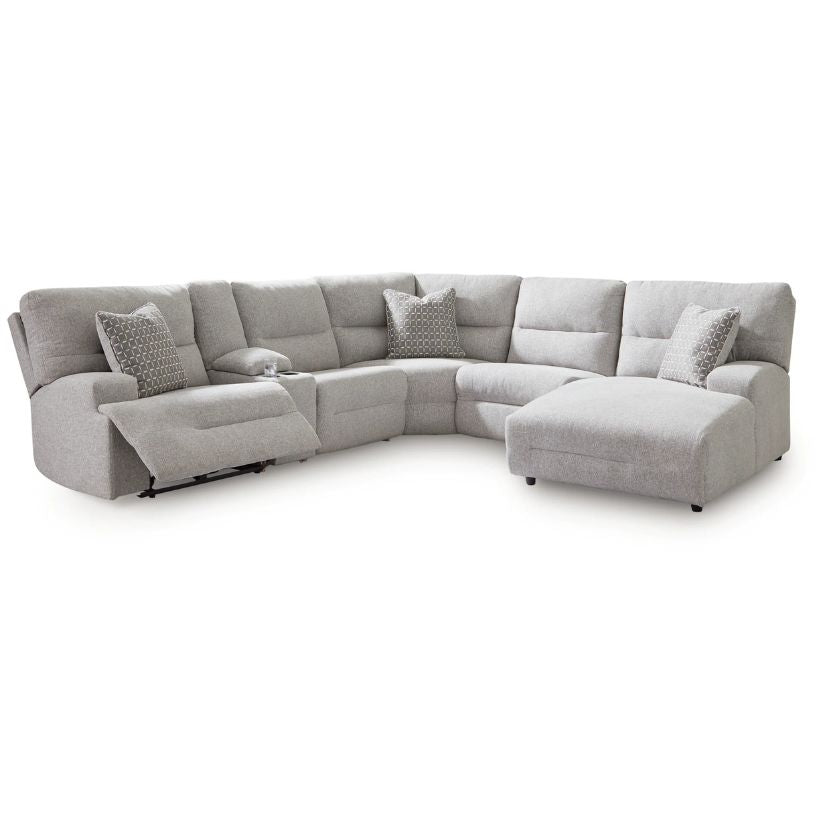 Acklen Place - Pewter - 6-Piece Power Reclining Sectional With Raf Power Reclining Back Chaise