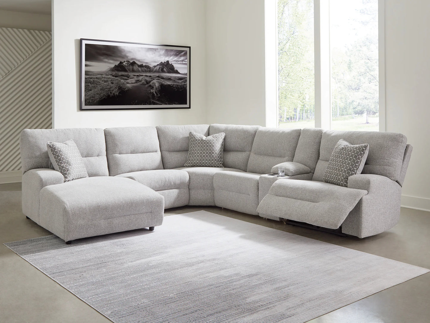 Acklen Place - Pewter - 6-Piece Power Reclining Sectional With Laf Power Reclining Back Chaise