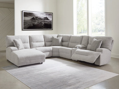 Acklen Place - Pewter - 6-Piece Power Reclining Sectional With Laf Power Reclining Back Chaise