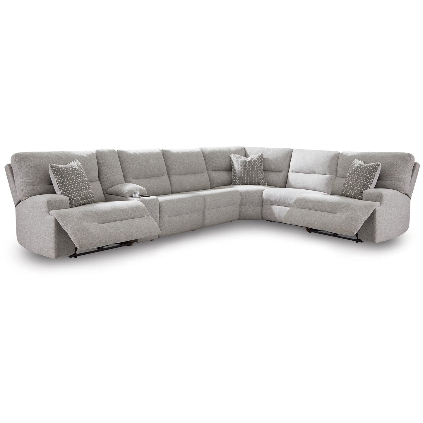 Acklen Place - 7-Piece Power Sectional Reclining Sofa With Storage Console - Pewter