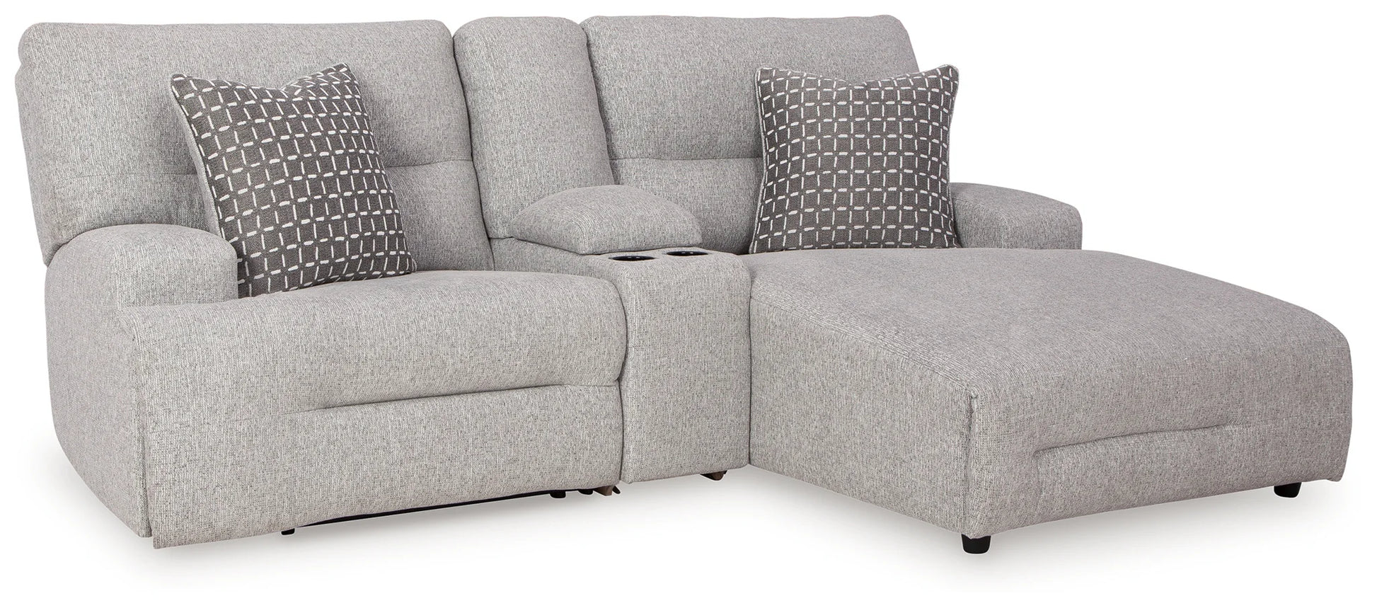 Acklen Place - Pewter - 3-Piece Power Reclining Sectional Sofa With Raf Chaise