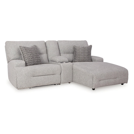 Acklen Place - Pewter - 3-Piece Power Reclining Sectional Sofa With Raf Chaise