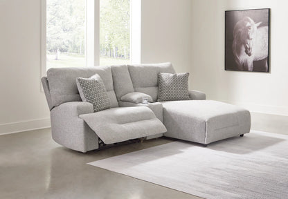 Acklen Place - Pewter - 3-Piece Power Reclining Sectional Sofa With Raf Chaise