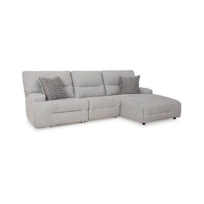 Acklen Place - Pewter - 3-Piece Power Reclining Sectional With RAF Power Reclining Back Chaise