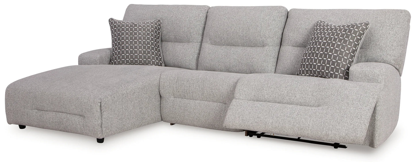 Acklen Place - Pewter - 3-Piece Power Reclining Sectional With LAF Power Reclining Back Chaise