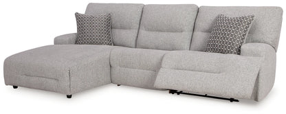 Acklen Place - Pewter - 3-Piece Power Reclining Sectional With LAF Power Reclining Back Chaise