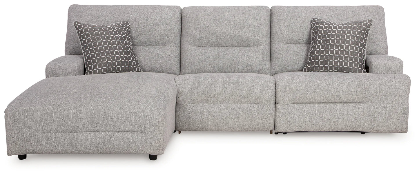 Acklen Place - Pewter - 3-Piece Power Reclining Sectional With LAF Power Reclining Back Chaise