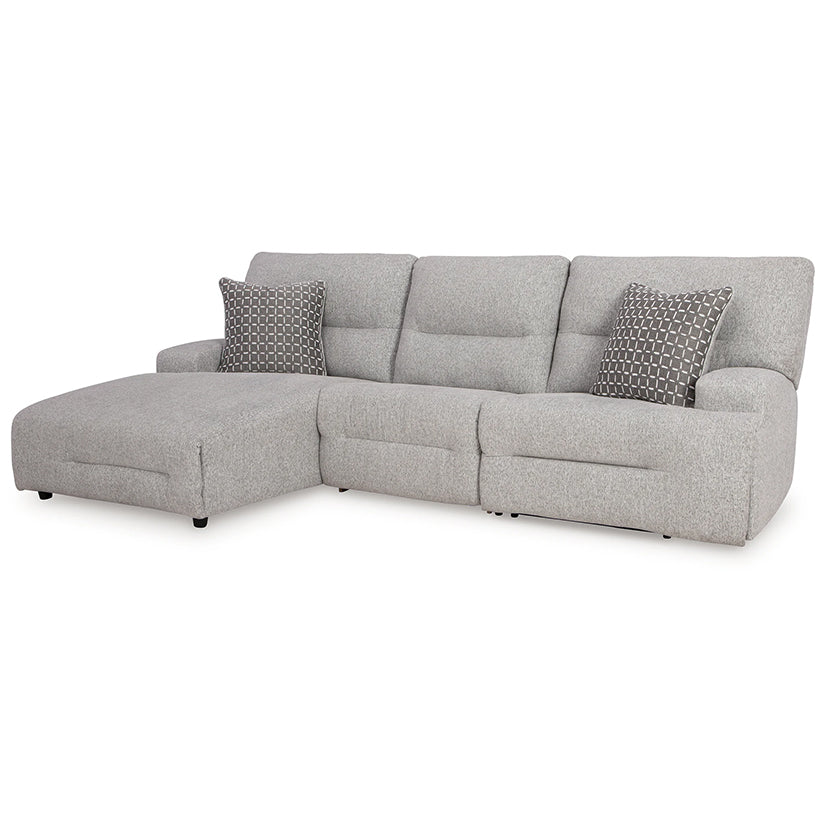 Acklen Place - Pewter - 3-Piece Power Reclining Sectional With LAF Power Reclining Back Chaise