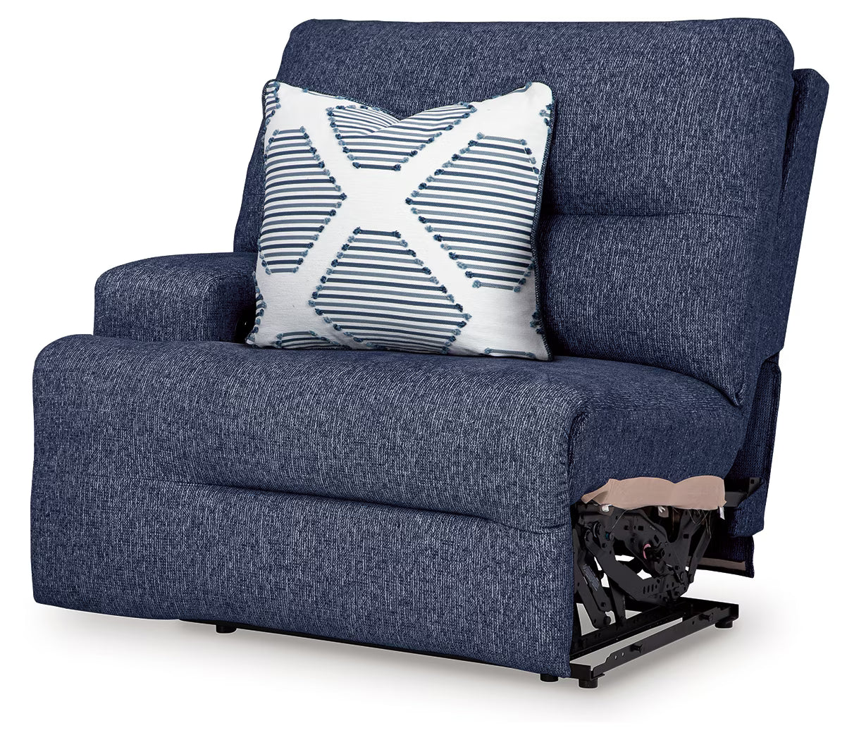 Acklen Place - Navy - 3-Piece Power Reclining Sectional With RAF Power Reclining Back Chaise And Power Armless Recliner
