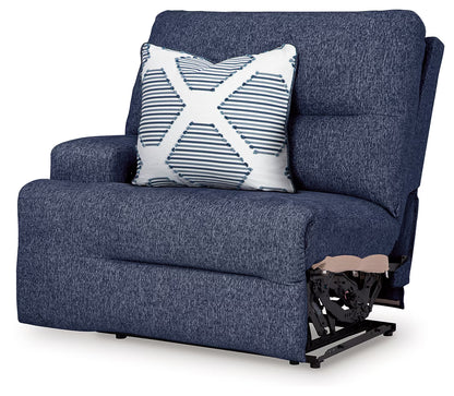 Acklen Place - Navy - 3-Piece Power Reclining Sectional With RAF Power Reclining Back Chaise And Power Armless Recliner
