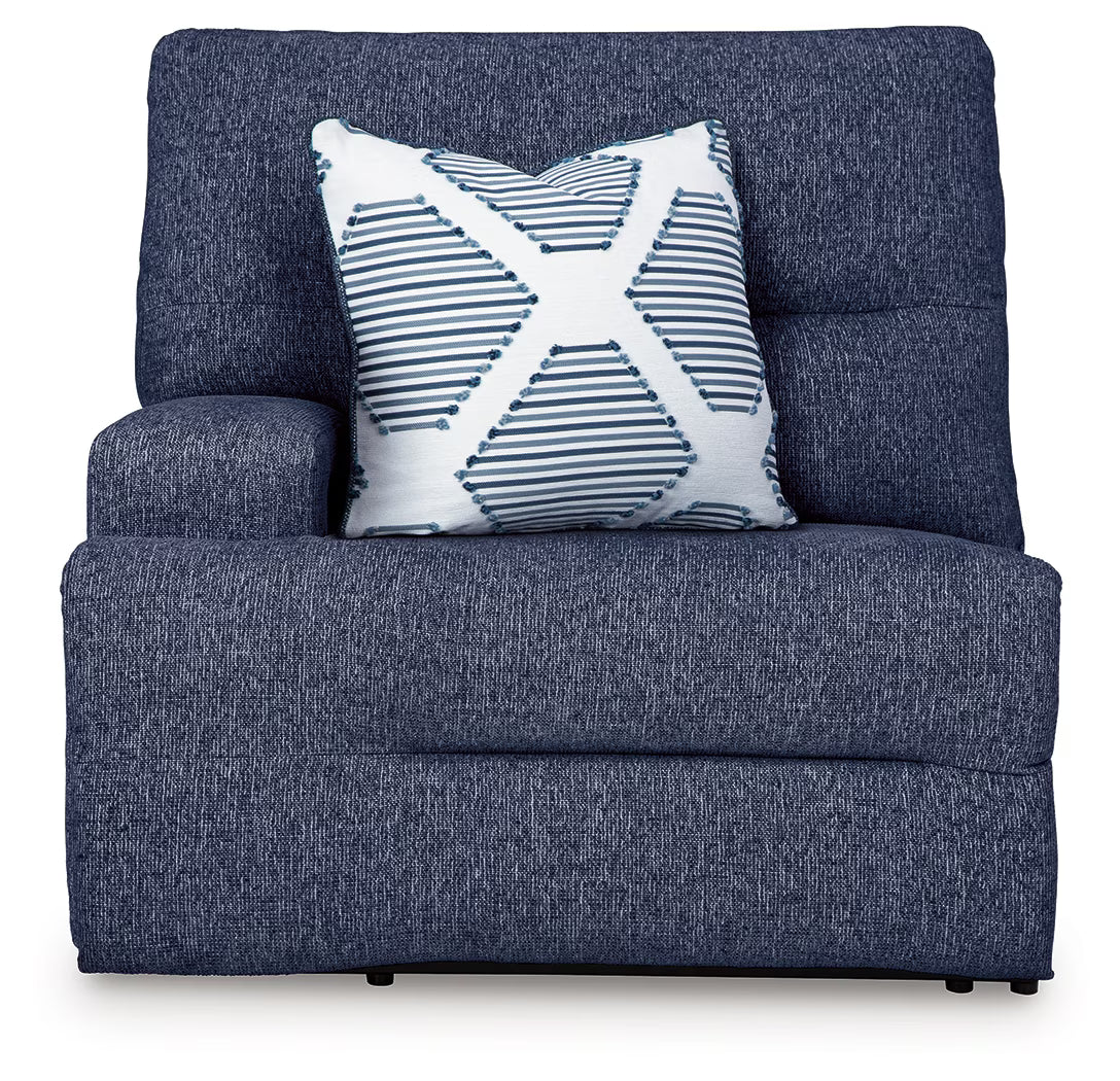 Acklen Place - Navy - 3-Piece Power Reclining Sectional With RAF Power Reclining Back Chaise And Power Armless Recliner