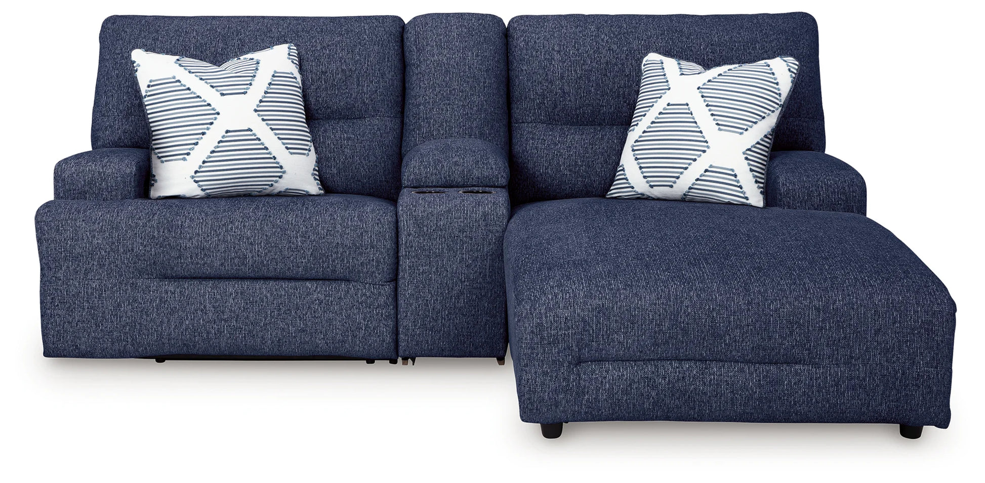 Acklen Place - Navy - 3-Piece Power Reclining Sectional Sofa With Raf Chaise