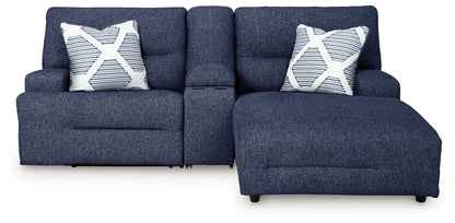 Acklen Place - Navy - 3-Piece Power Reclining Sectional Sofa With Raf Chaise
