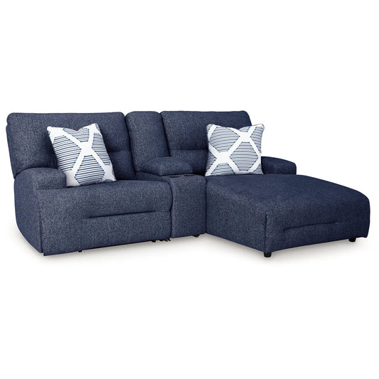 Acklen Place - Navy - 3-Piece Power Reclining Sectional Sofa With Raf Chaise