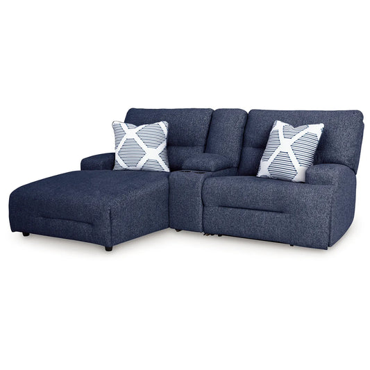 Acklen Place - Navy - 3-Piece Power Reclining Sectional Sofa With Laf Chaise