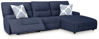 Acklen Place - Navy - 3-Piece Power Reclining Sectional With RAF Power Reclining Back Chaise