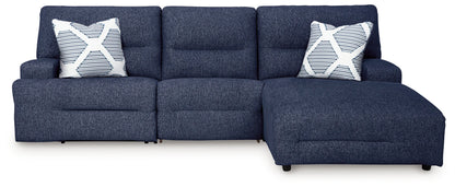 Acklen Place - Navy - 3-Piece Power Reclining Sectional With RAF Power Reclining Back Chaise