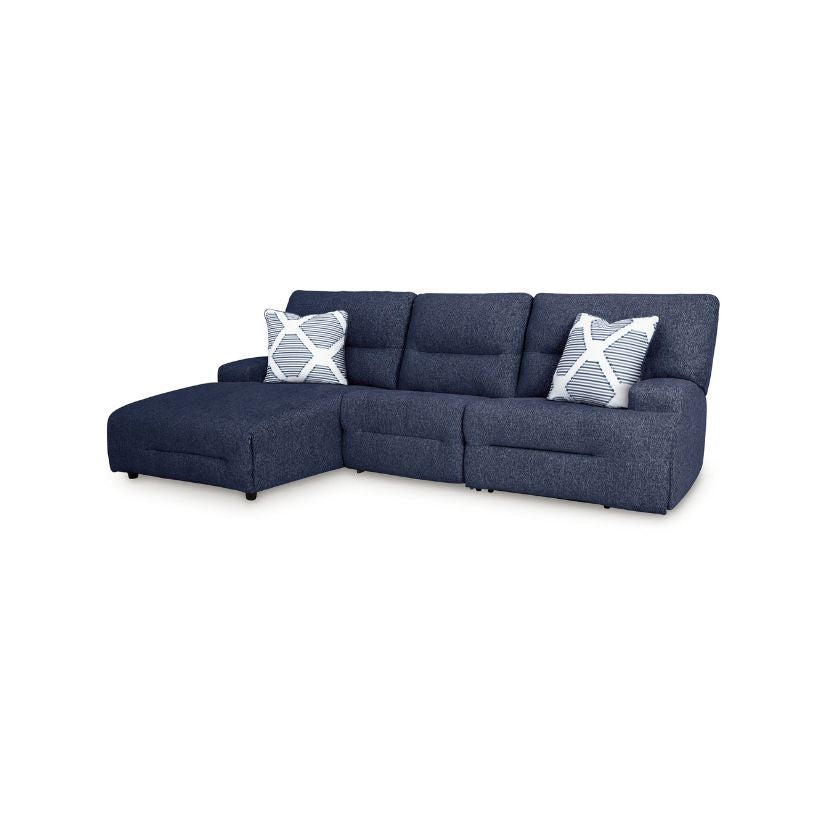 Acklen Place - Navy - 3-Piece Power Reclining Sectional With LAF Power Reclining Back Chaise