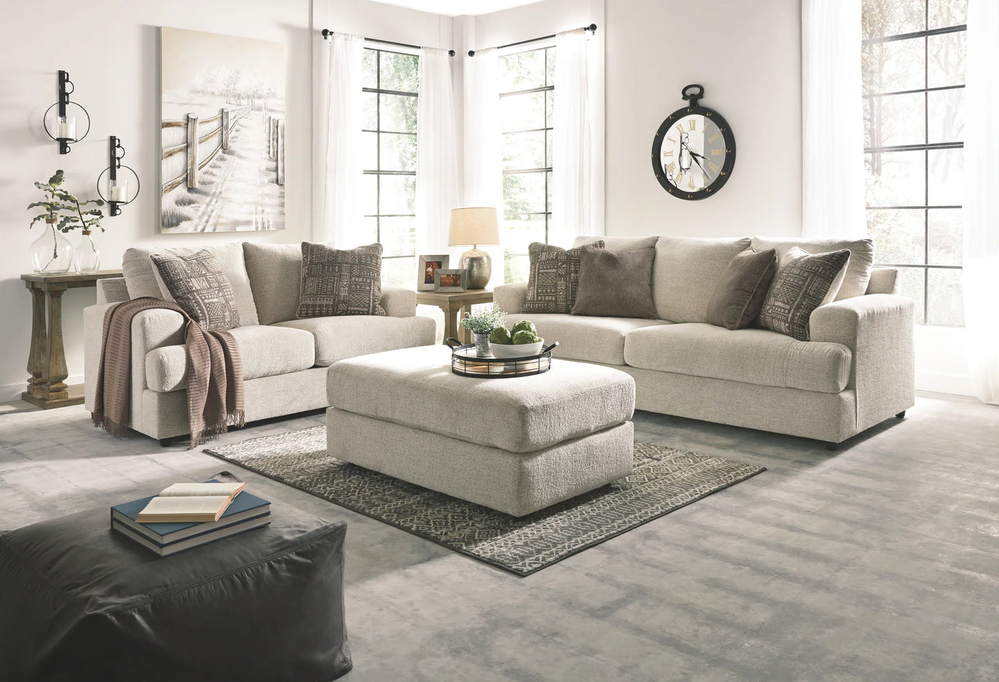 Soletren - Stone - 3 Pc. - Sofa, Loveseat, Accent Ottoman