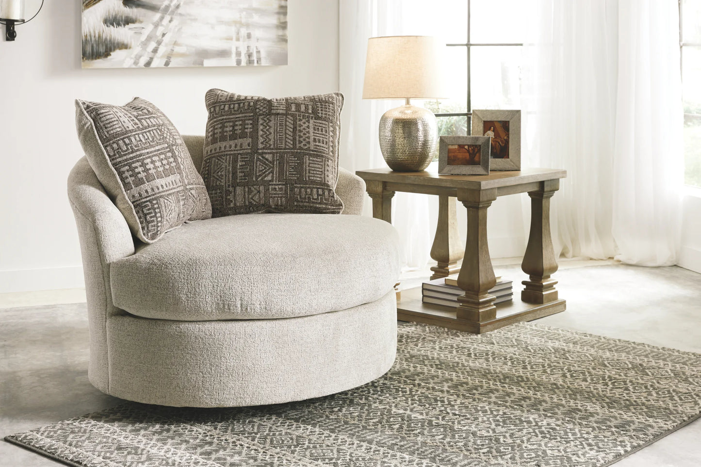 Soletren - Stone - 3 Pc. - Sofa, Loveseat, Swivel Accent Chair