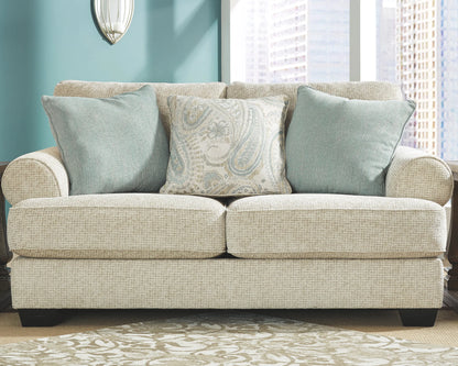 Monaghan - Sandstone - 4 Pc. - Sofa, Loveseat, Chair and a Half, Ottoman