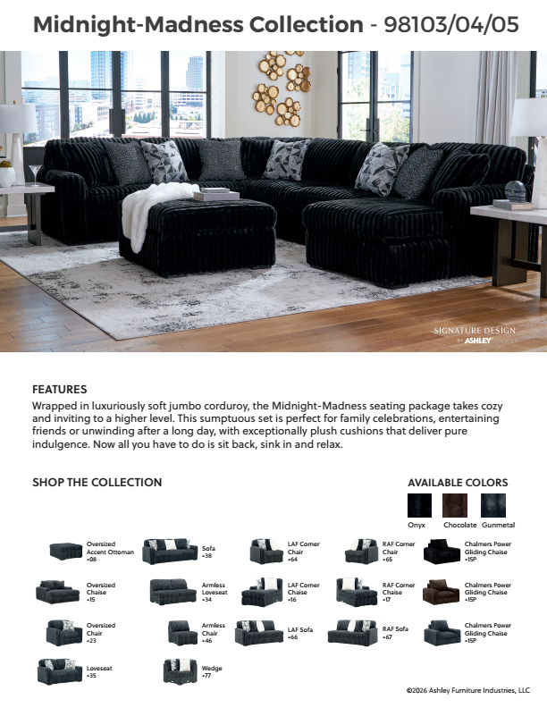 Midnight-madness - Onyx - 3-Piece Sectional – Furniture Warehouse Ohio