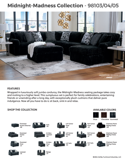 Midnight-Madness - Chocolate - 3-Piece Sectional