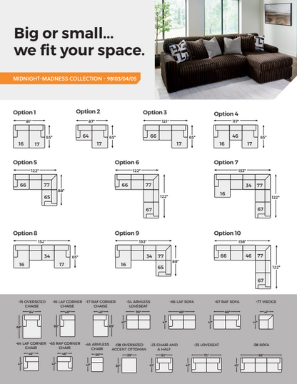 Midnight-Madness - Chocolate - 3-Piece Sectional