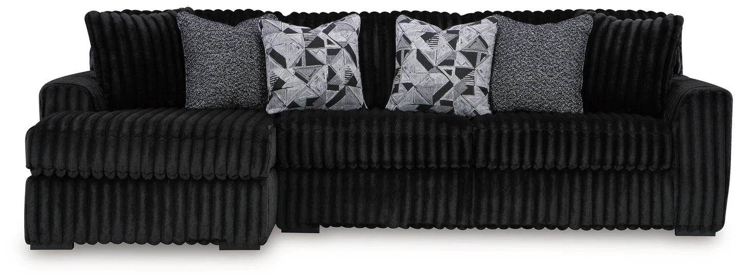 Midnight-madness - Onyx - 2-Piece Sectional Sofa With Laf Corner Chaise