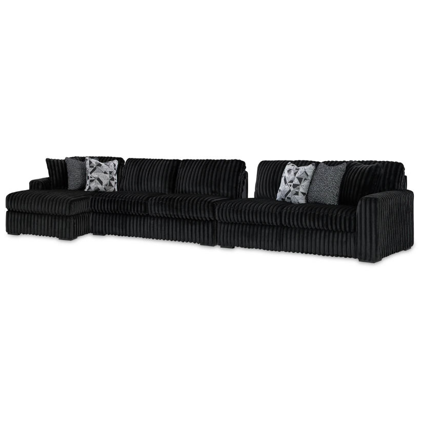 Midnight-Madness - Onyx - 3-Piece Sectional With Laf Corner Chaise