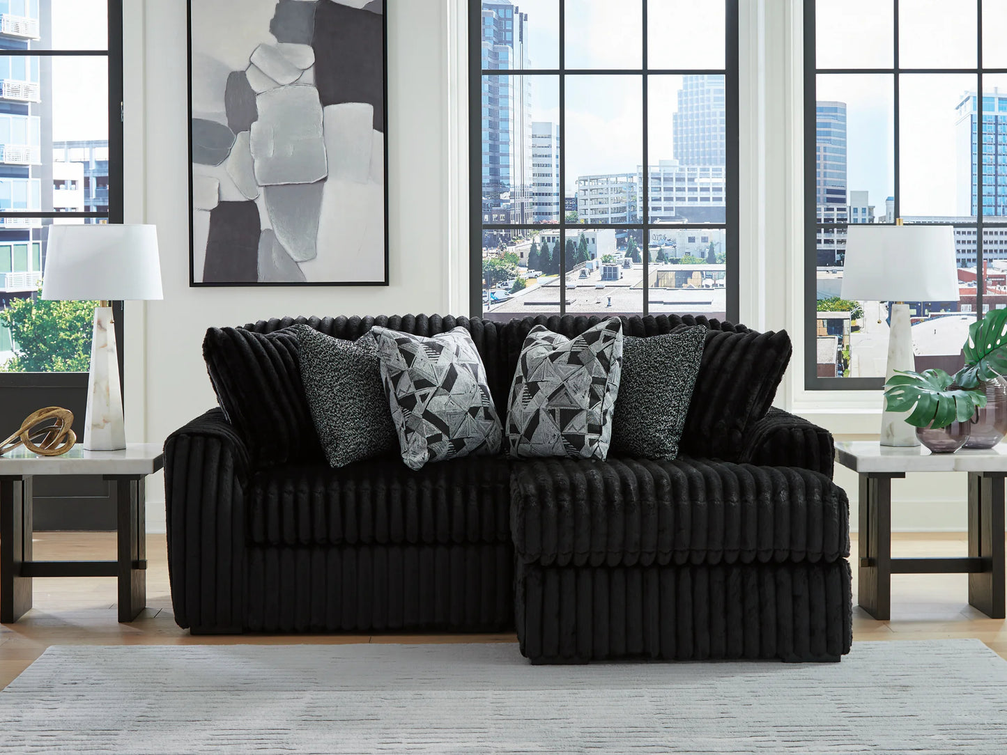 Midnight-Madness - 2-Piece Sectional With Raf Corner Chaise - Onyx