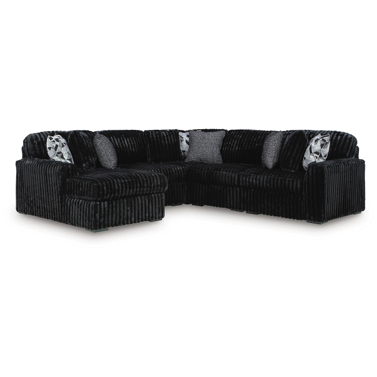Midnight-Madness - 5-Piece Sectional With Laf Corner Chaise - Onyx