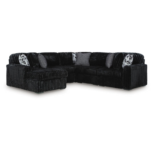 Midnight-Madness - 5-Piece Sectional With Laf Corner Chaise - Onyx