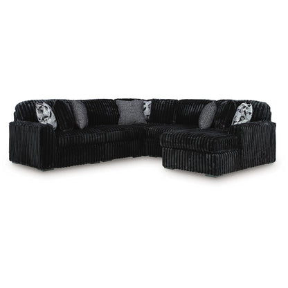 Midnight-Madness - 5-Piece Sectional With Raf Corner Chaise - Onyx