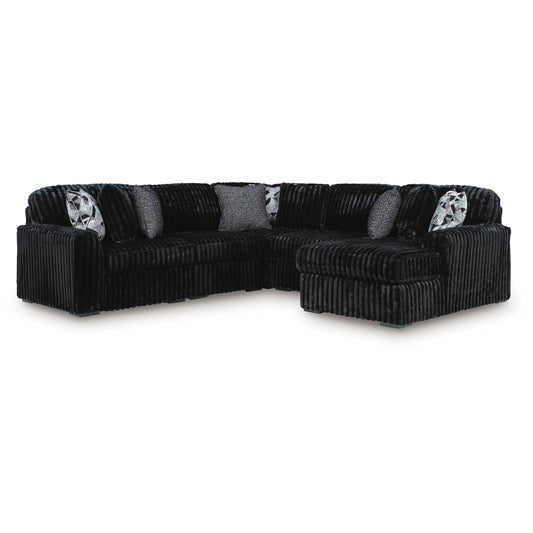 Midnight-Madness - 5-Piece Sectional With Raf Corner Chaise - Onyx