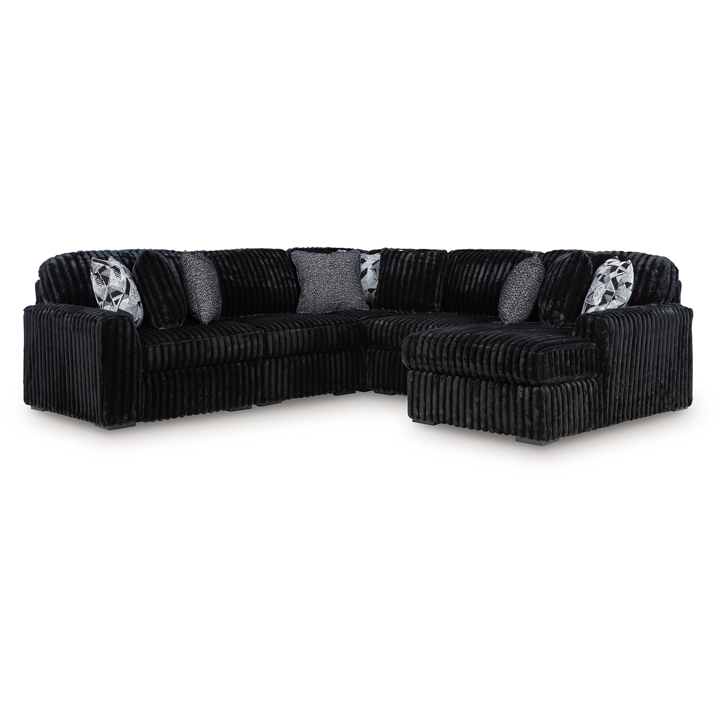 Midnight-Madness - 6-Piece Sectional With RAF Corner Chaise - Onyx