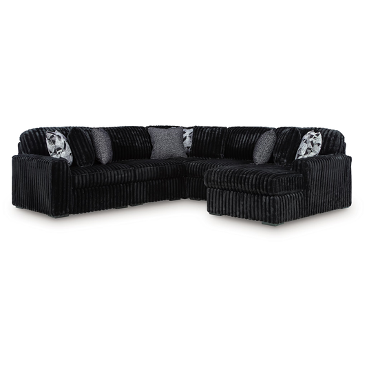 Midnight-Madness - 6-Piece Sectional With RAF Corner Chaise - Onyx