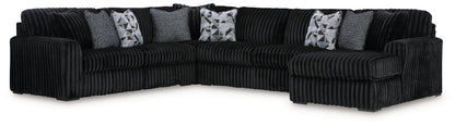 Midnight-madness - Onyx - 4-Piece Sectional With Raf Corner Chaise