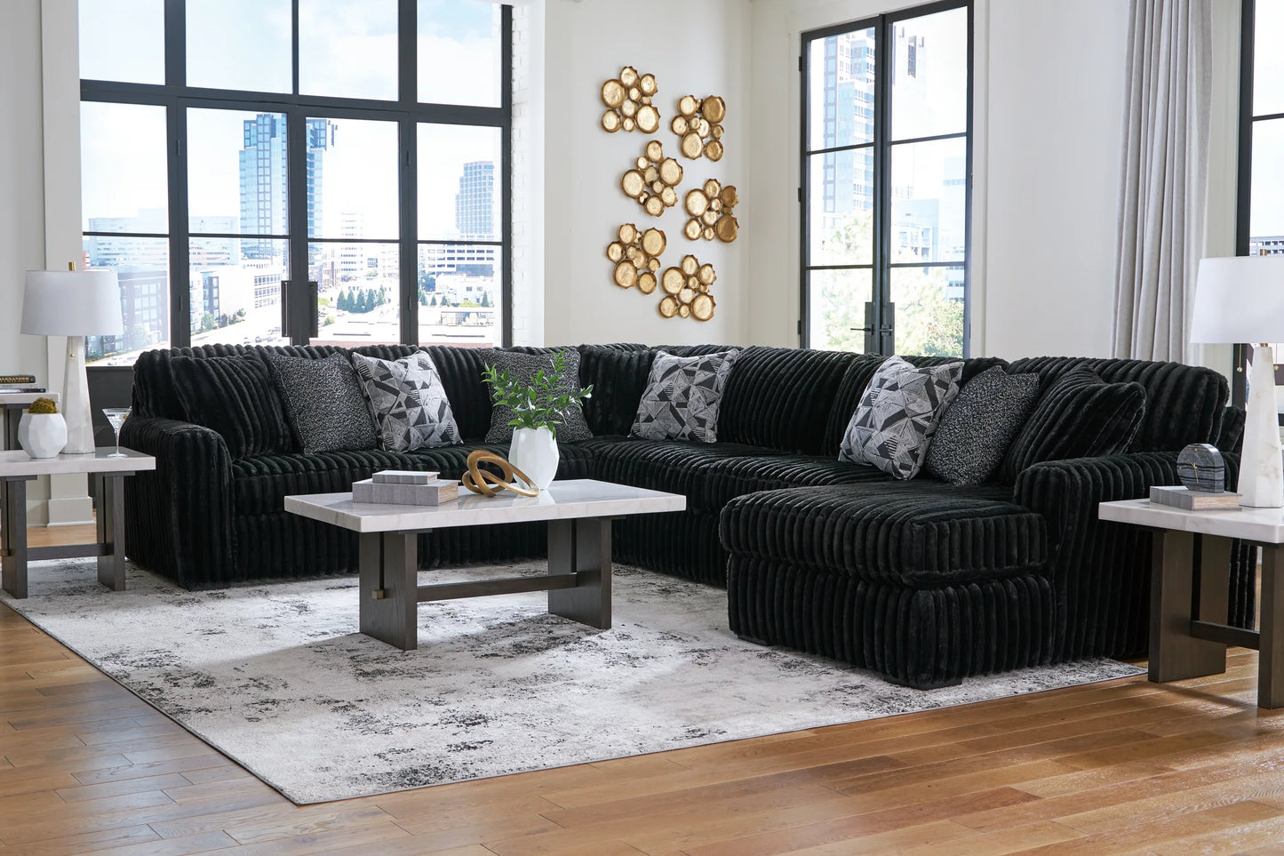 Midnight-madness - Onyx - 4-Piece Sectional With Raf Corner Chaise-3