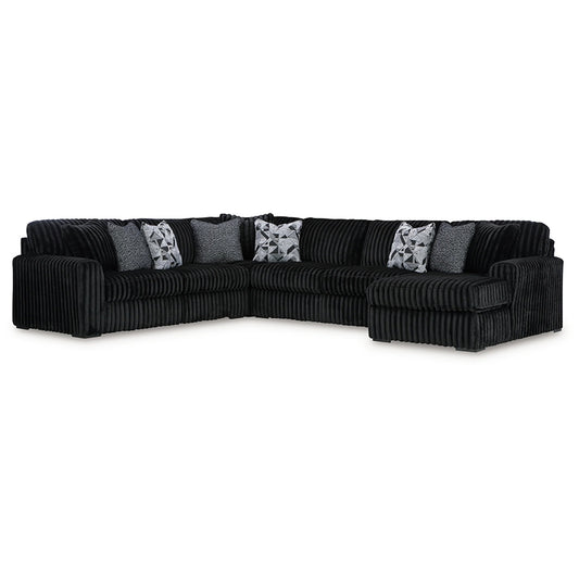 Midnight-madness - Onyx - 4-Piece Sectional With Raf Corner Chaise