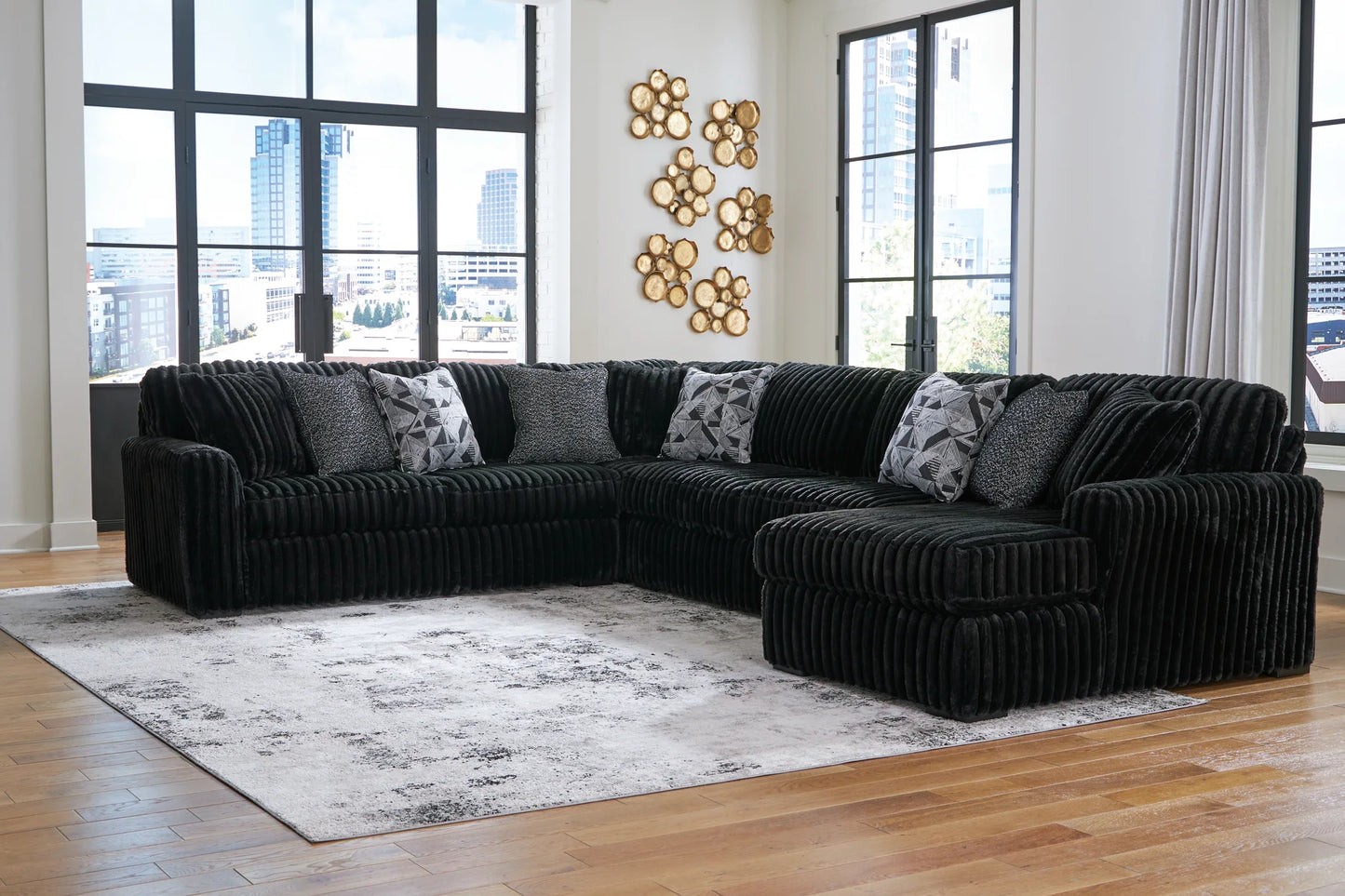 Midnight-madness - Onyx - 4-Piece Sectional With Raf Corner Chaise