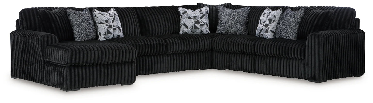 Midnight-madness - Onyx - 4-Piece Sectional With Laf Corner Chaise