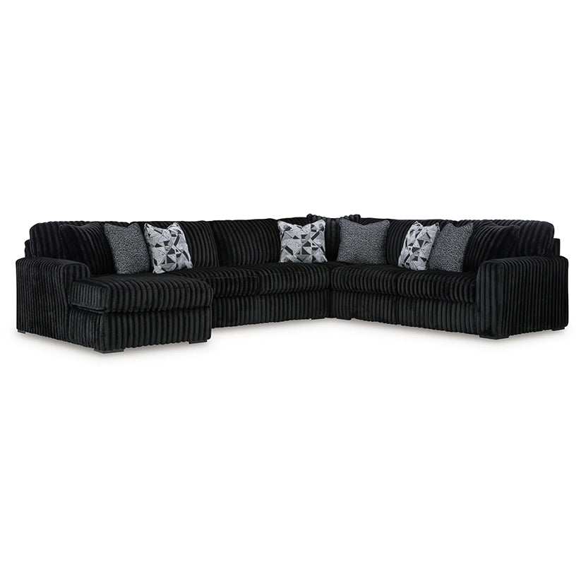 Midnight-madness - Onyx - 4-Piece Sectional With Laf Corner Chaise