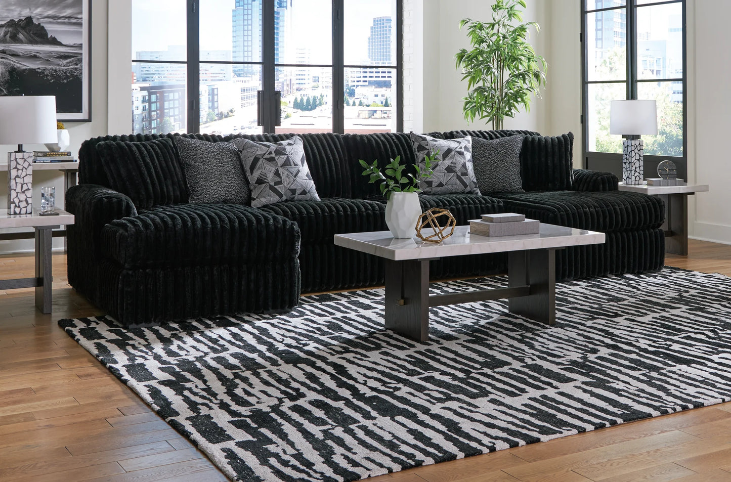 Midnight-madness - Onyx - 3-Piece Sectional With Laf And Raf Corner Chaises-3