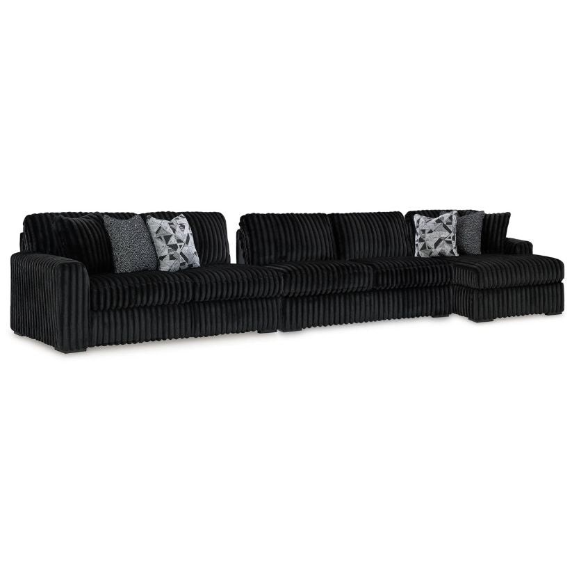 Midnight-Madness - Onyx - 3-Piece Sectional With Raf Corner Chaise